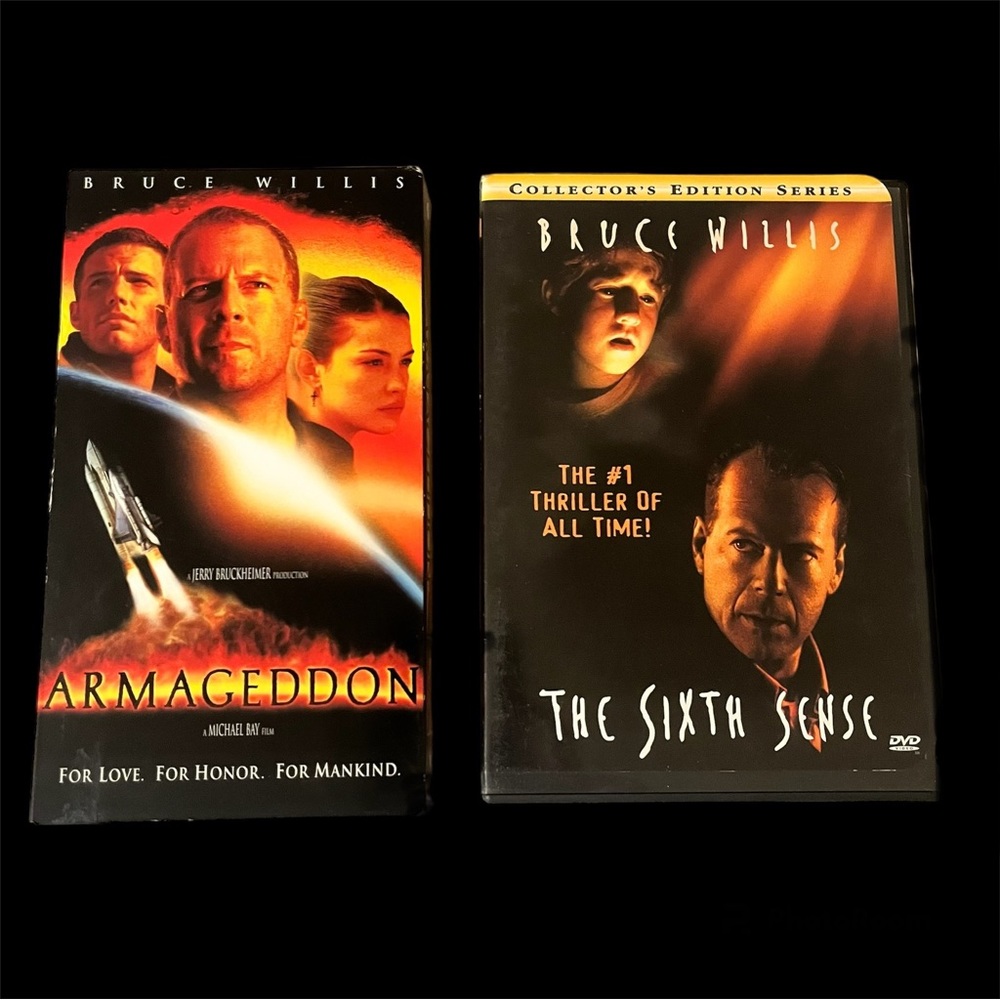 📀📼 Bruce Willis DVD & VHS Movie Bundle Includes Armageddon and The Sixth Sense